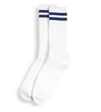 SOCKS,CREW WHT/NVY