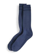 Blue Cotton Crew Length Sock - L