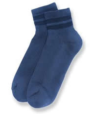Blue cotton ankle length postal sock. Union made.