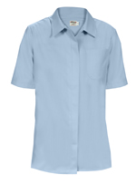 WOMENS NEW SHORT SLEEVE SOLID BLUE CLERK BLOUSE